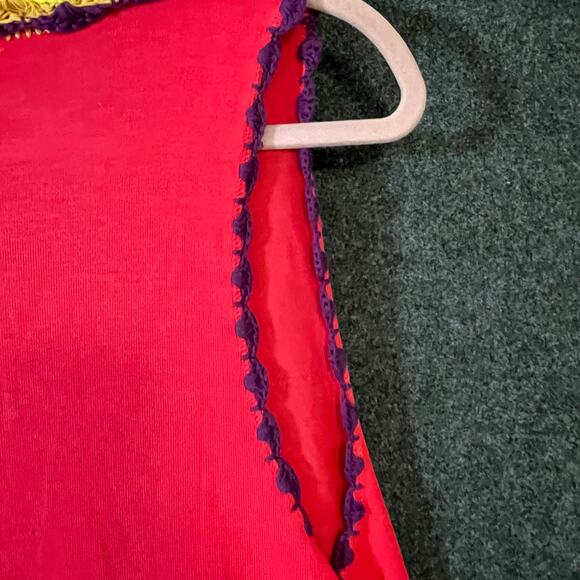 Double Zero Boho Crochet Ruffle Vest Rainbow Trim Cardigan Open Front - Picture 11 of 12